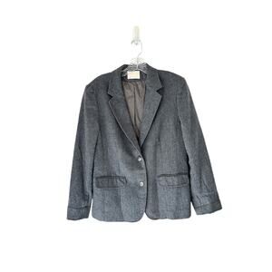 Pendleton Gray Preppy Academia Business Career Office Work Wool Blazer Size 14
